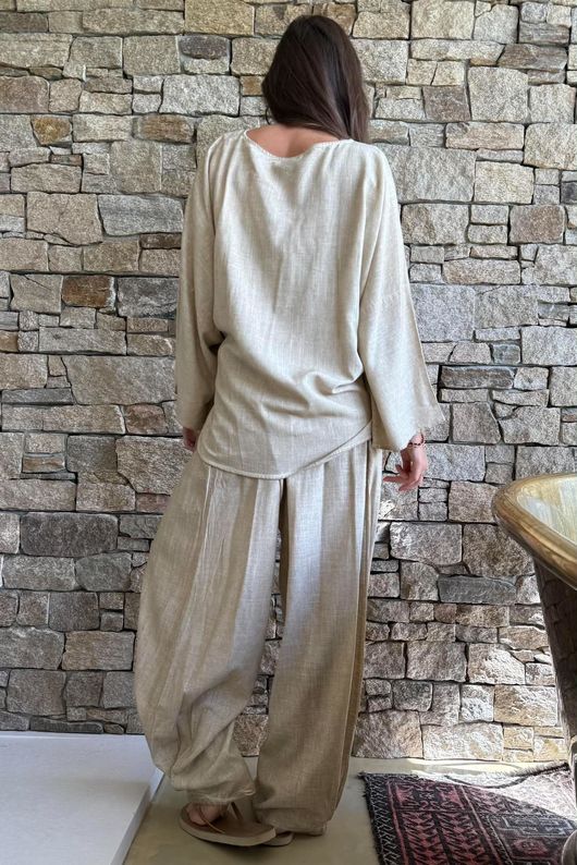Lindin Linen Blend Kimono Top Washed Sandstone